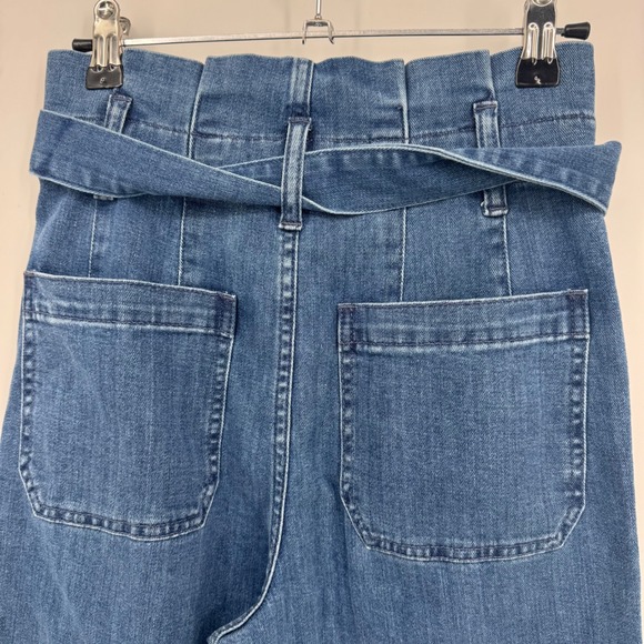 Madewell Wide Leg High Rise Denim Jeans Belted Culottes Medium Wash Size 24 - Picture 9 of 10
